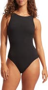Seafolly Sea Dive Lace-Up One-Piece Swimsuit