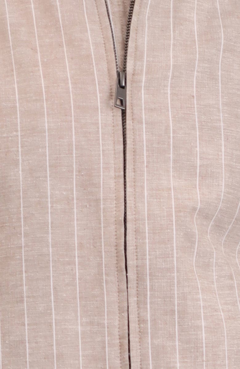 Bagatelle Pinstripe Cotton & Linen Bomber Jacket, Alternate, color, Neutral Pinstripe