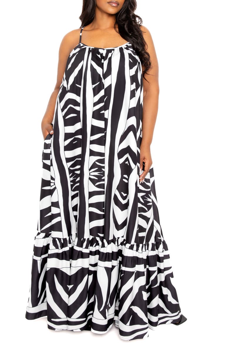 BUXOM COUTURE Animal Print Maxi Dress, Main, color, 