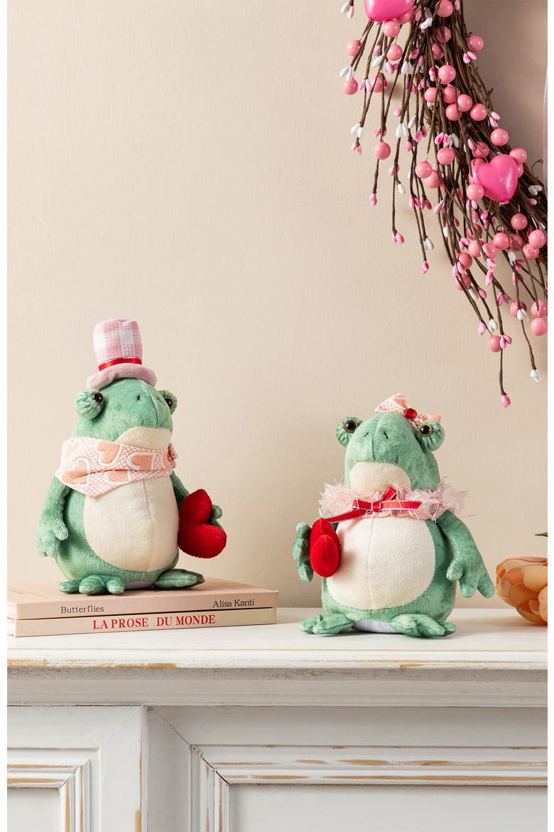 Set of 2 Valentine's Frog Couple Figurine, Alternate, color, Red