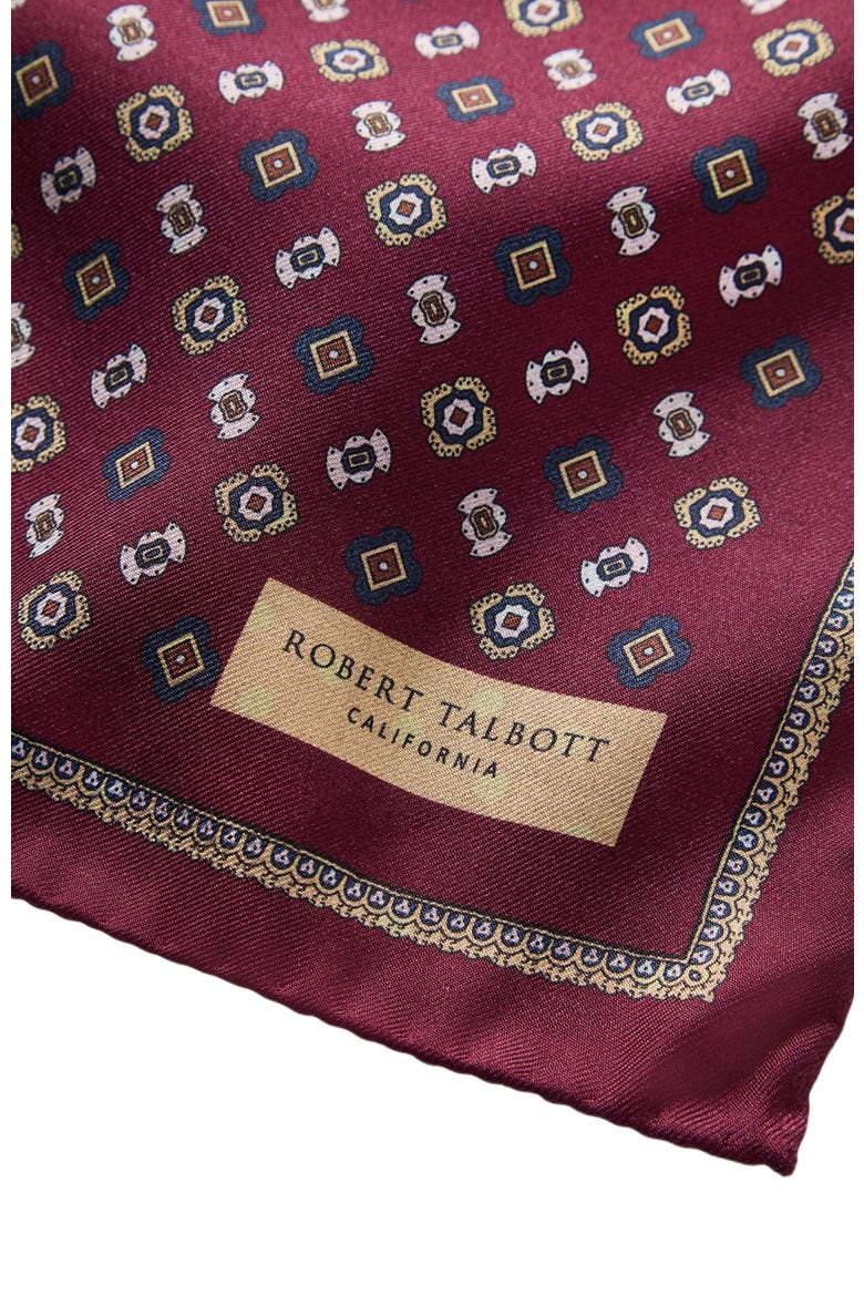 Paisley Collins Double Print Pocket Square, Alternate, color, Maroon Multi