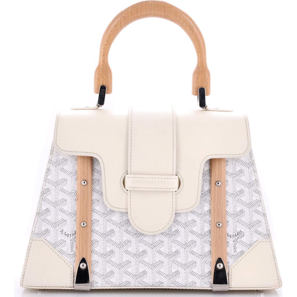 Pre-owned Goyard Goyard Saigon Top Handle Bag Coated Canvas With Leather Pm In White