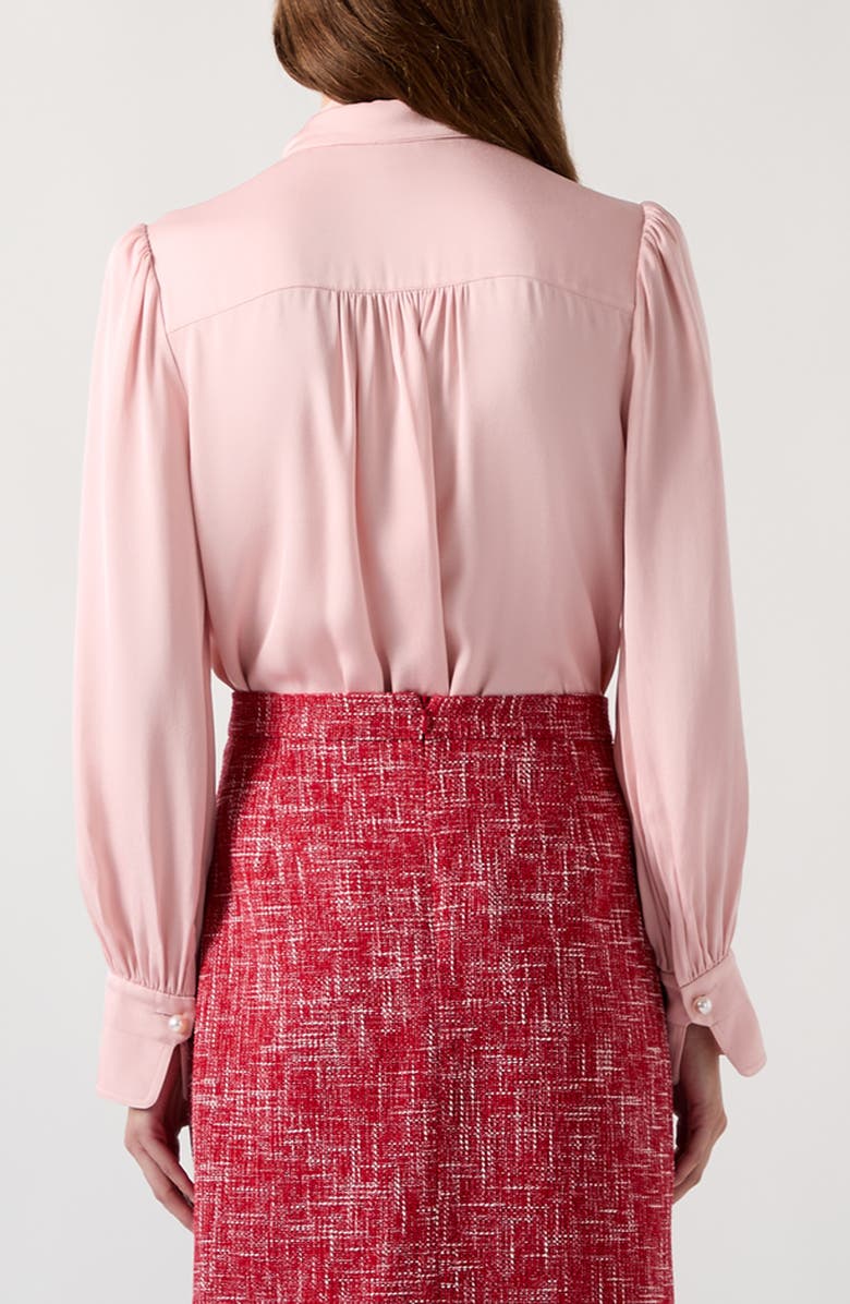 LK Bennett Hall Tie Neck Crepe Button-Up Shirt, Alternate, color,