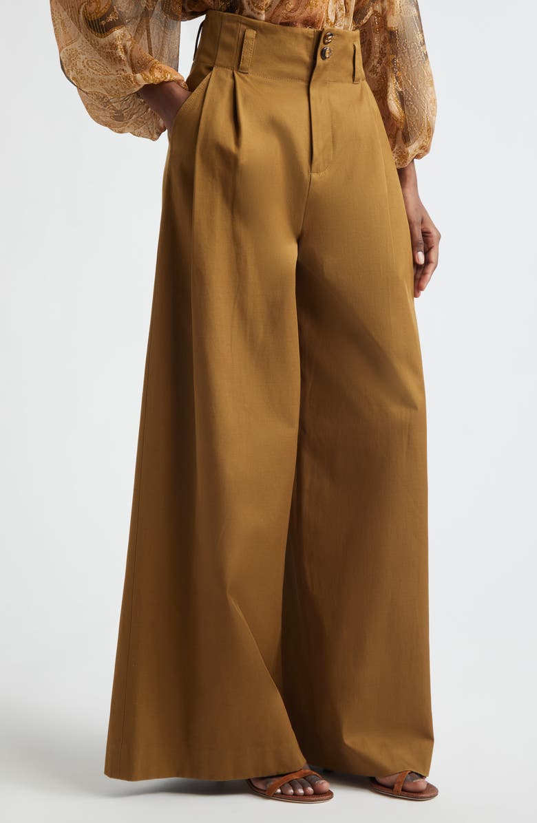 Zimmermann Luna Drill Tailored Trousers, Alternate, color, Dark Khaki