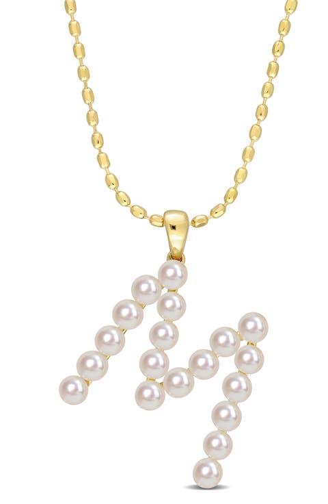 3.5-4mm Freshwater Cultured Pearl Initial Pendant Necklace