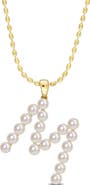 DELMAR 3.5-4mm Freshwater Cultured Pearl Initial Pendant Necklace