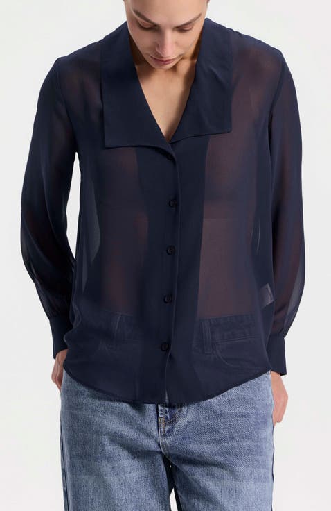 Chiffon Button-Front Blouse
