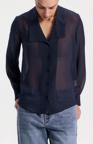 Ronen Chen Chiffon Button-Front Blouse
