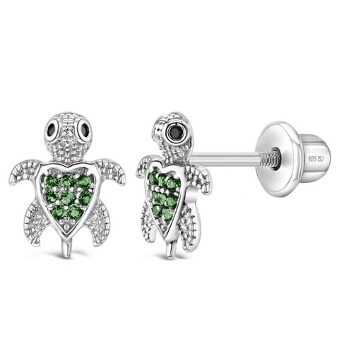 Cubic Zirconia Turtle Earrings