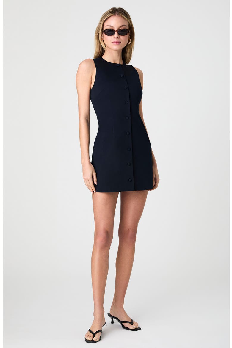 Sleeveless Cotton Sateen Minidress, Alternate, color, MARINE