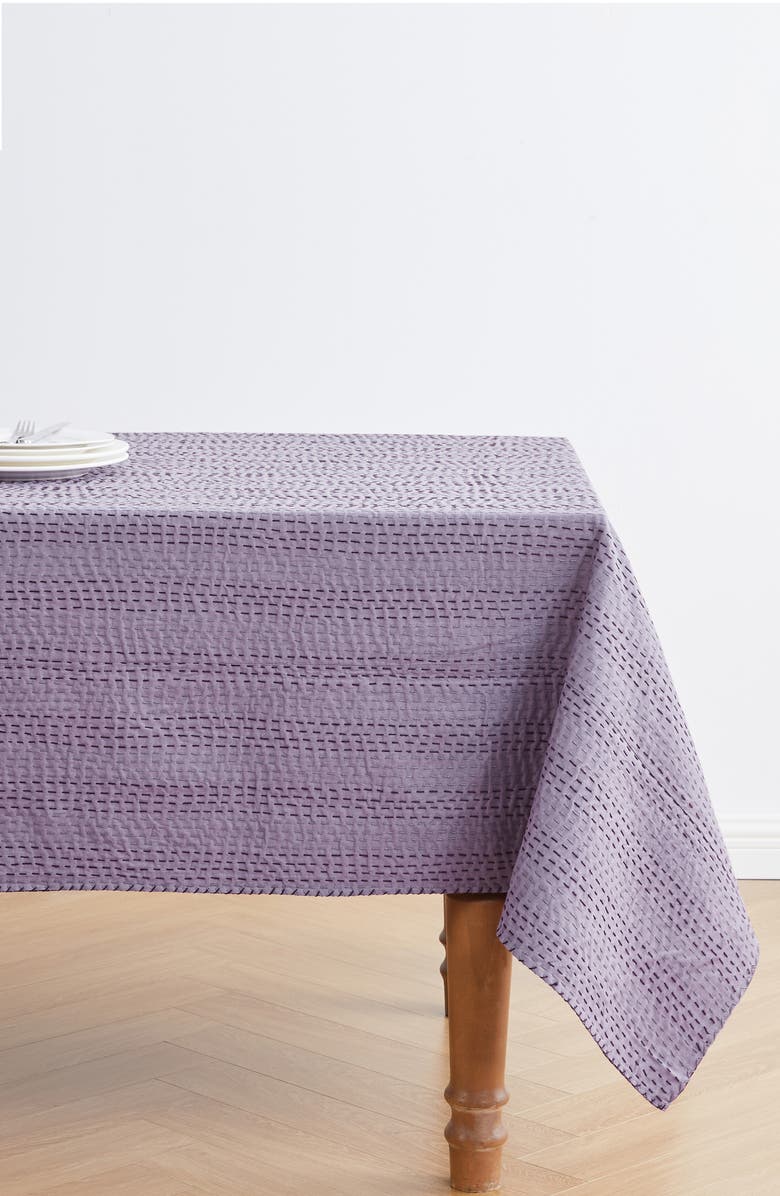 MELANGE HOME Kantha Reversible Cotton Throw Blanket, Alternate, color, Fig And Violet