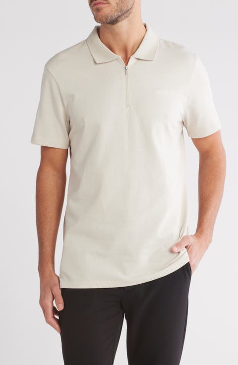 Iconic Herringbone Cotton Zip Polo