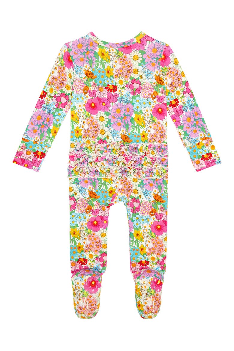 Ruffle Fitted Footie Pajamas, Alternate, color, PINK