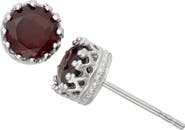 FZN Sterling Silver Crown Stone Stud Earrings