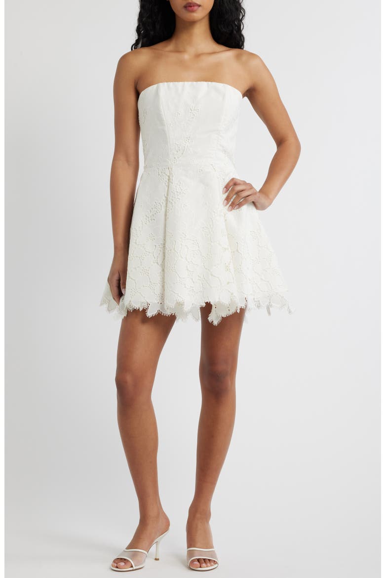 Jemma Strapless Broderie Dress, Main, color, WHITE