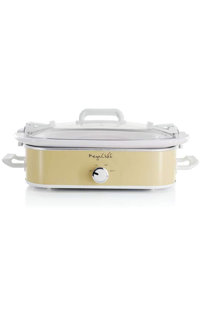 Megachef 3.5 Quart Casserole Slow Cooker with 3 Temperature Settings in Cream, Alternate, color, White