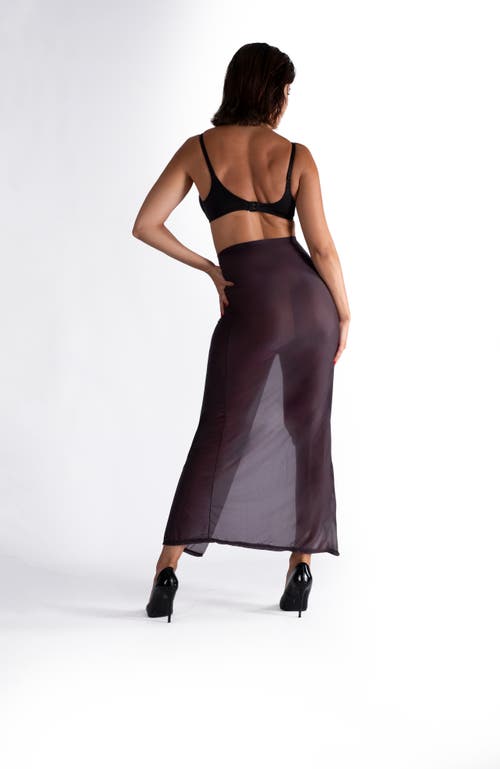 Lechery ® Lustrous Sheer High-waisted Maxi Skirt With Side Slit In Black