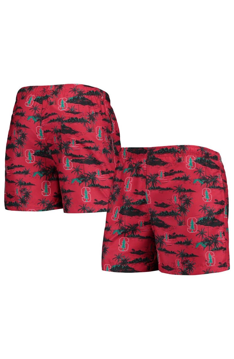 FOCO Men's FOCO Cardinal Stanford Cardinal Island Palm Swim Trunks, Main, color, Cardinal