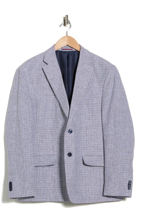 Check Notch Lapel Linen Blazer (Regular & Big)
