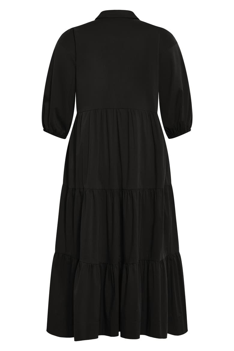 Kara Tiered Shirtdress, Alternate, color, BLACK