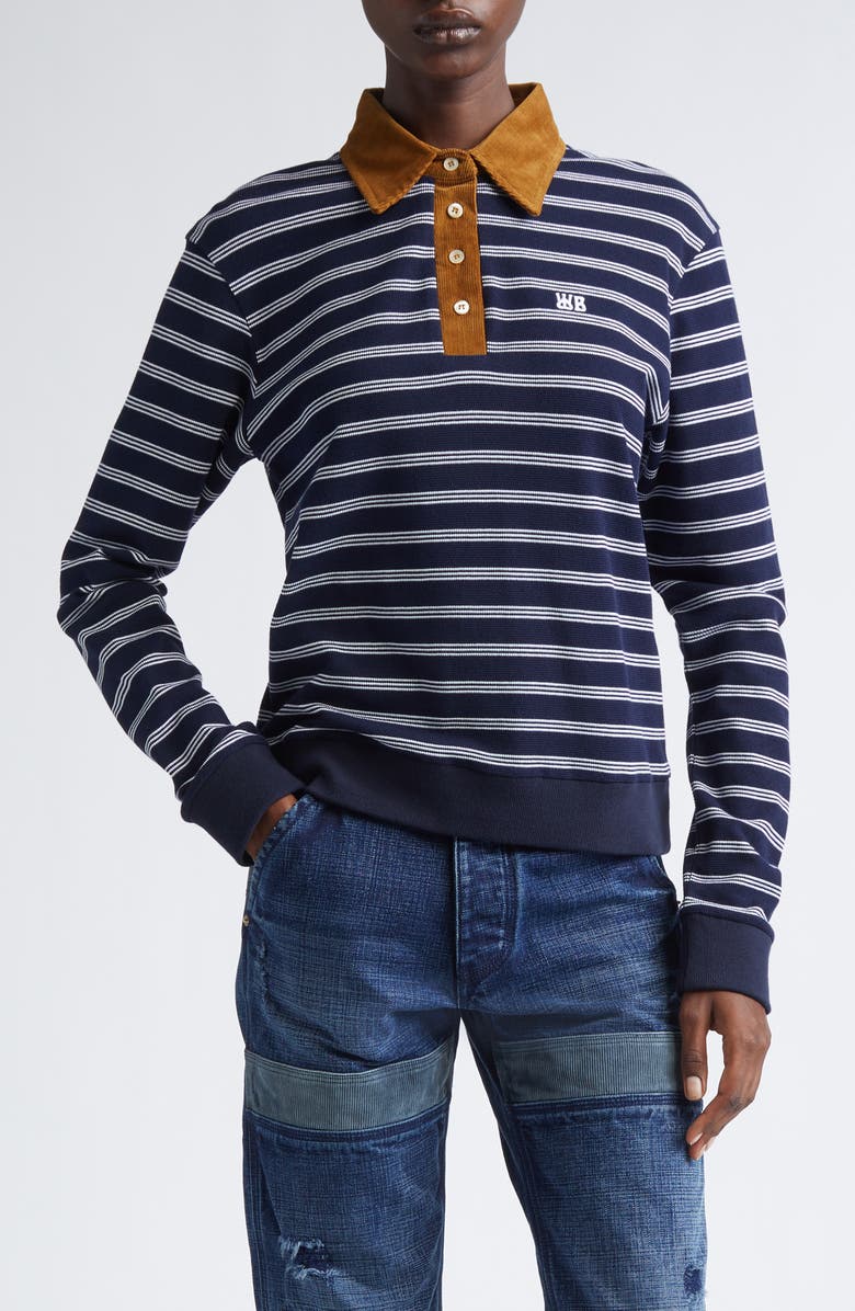 Wales Bonner Reflect Stripe Polo Sweater, Main, color, 