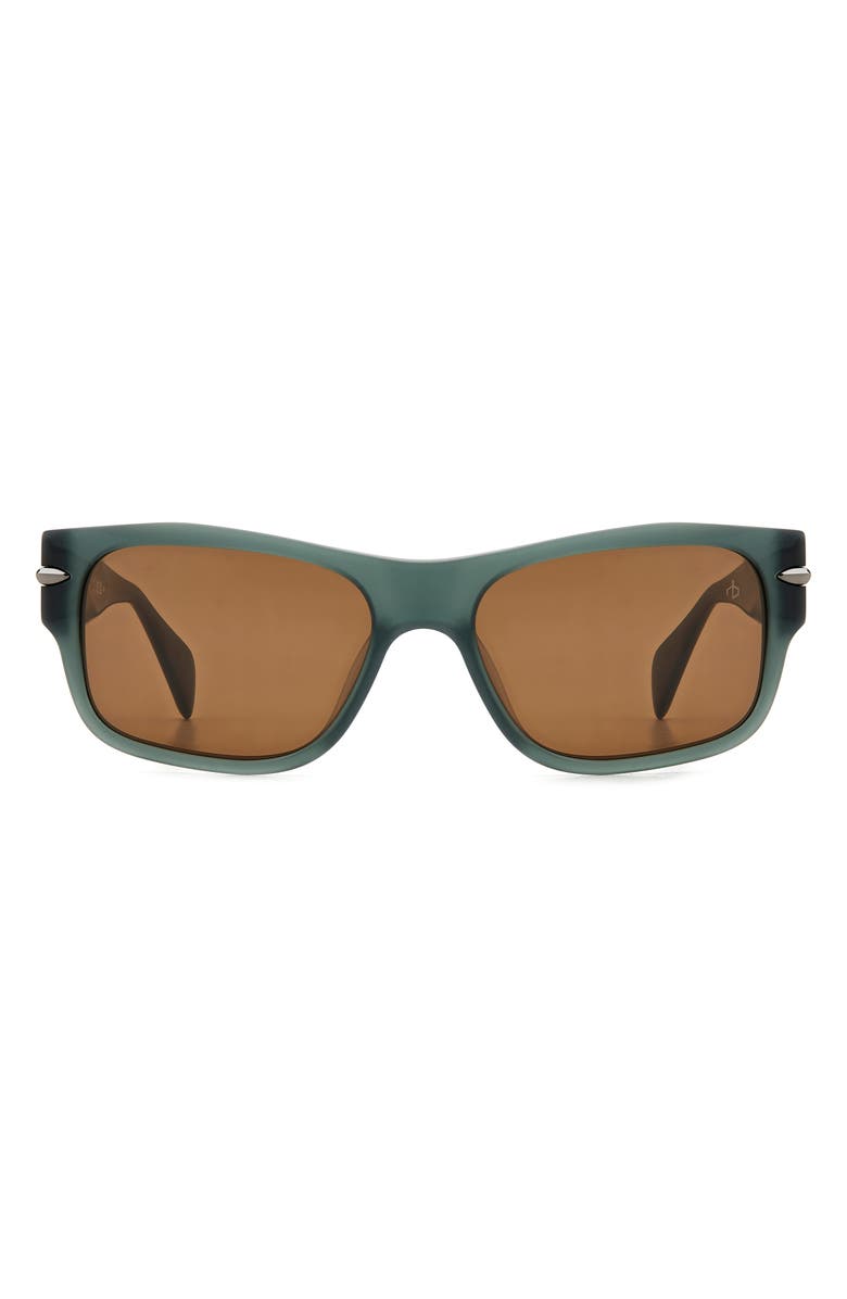 rag & bone 55mm Rectangular Sunglasses, Main, color, Green