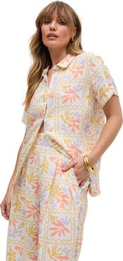 Raffya Matisse Button Down Patchwork Floral Print Shirt