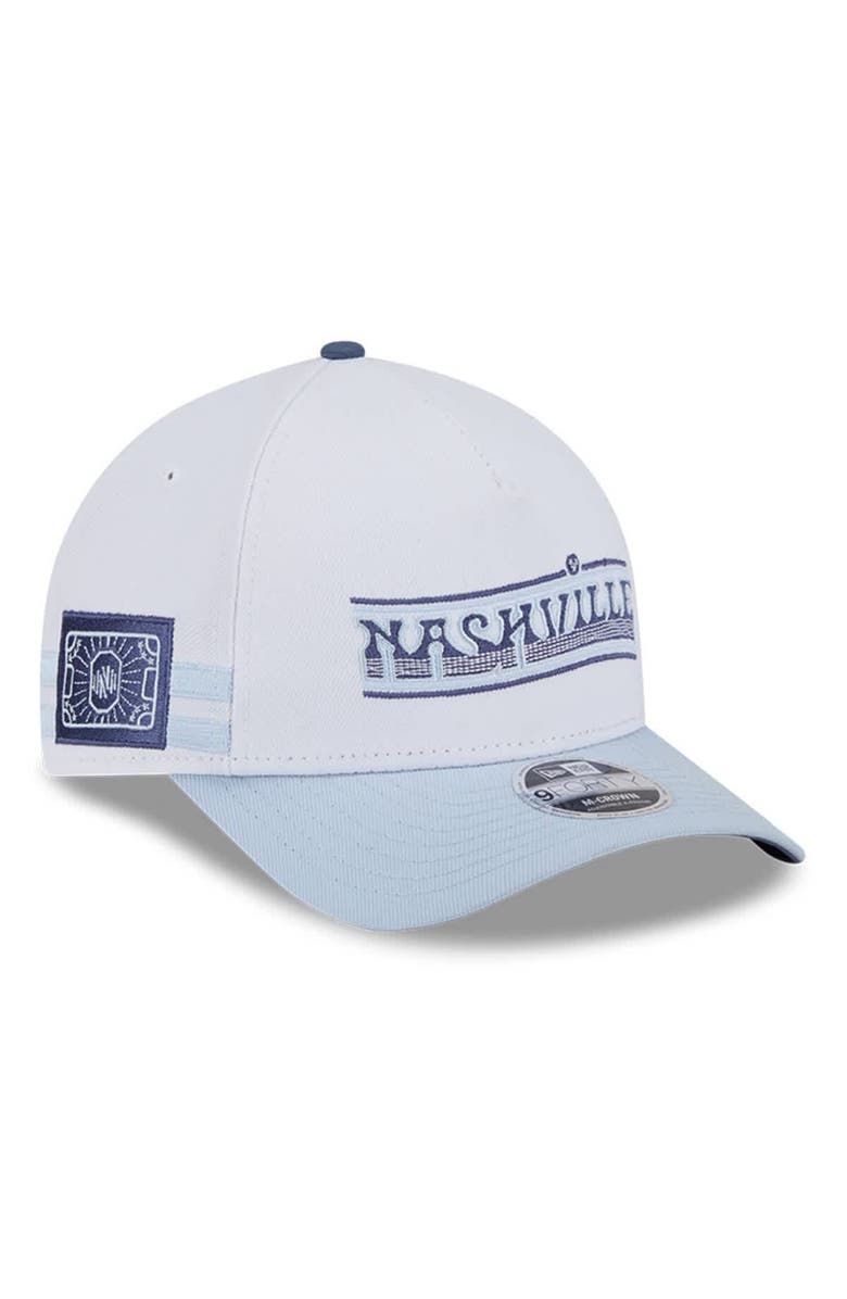 New Era Men's New Era  White/Light Blue Nashville SC 2025 Jersey Hook 9FORTY M-Crown Adjustable Hat, Alternate, color, White