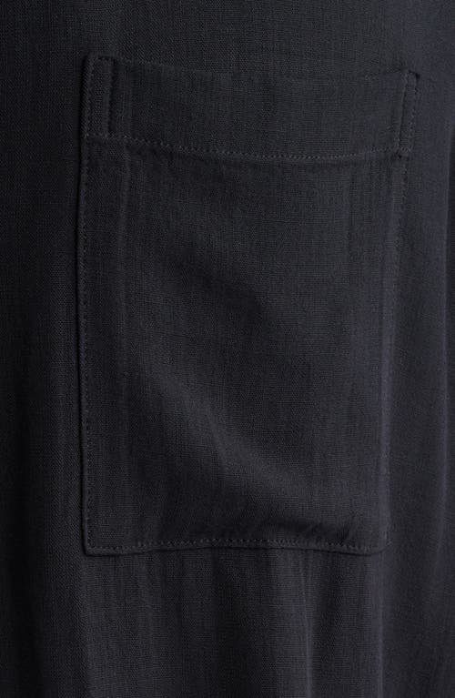 Open Edit Solid Camp Shirt In Black