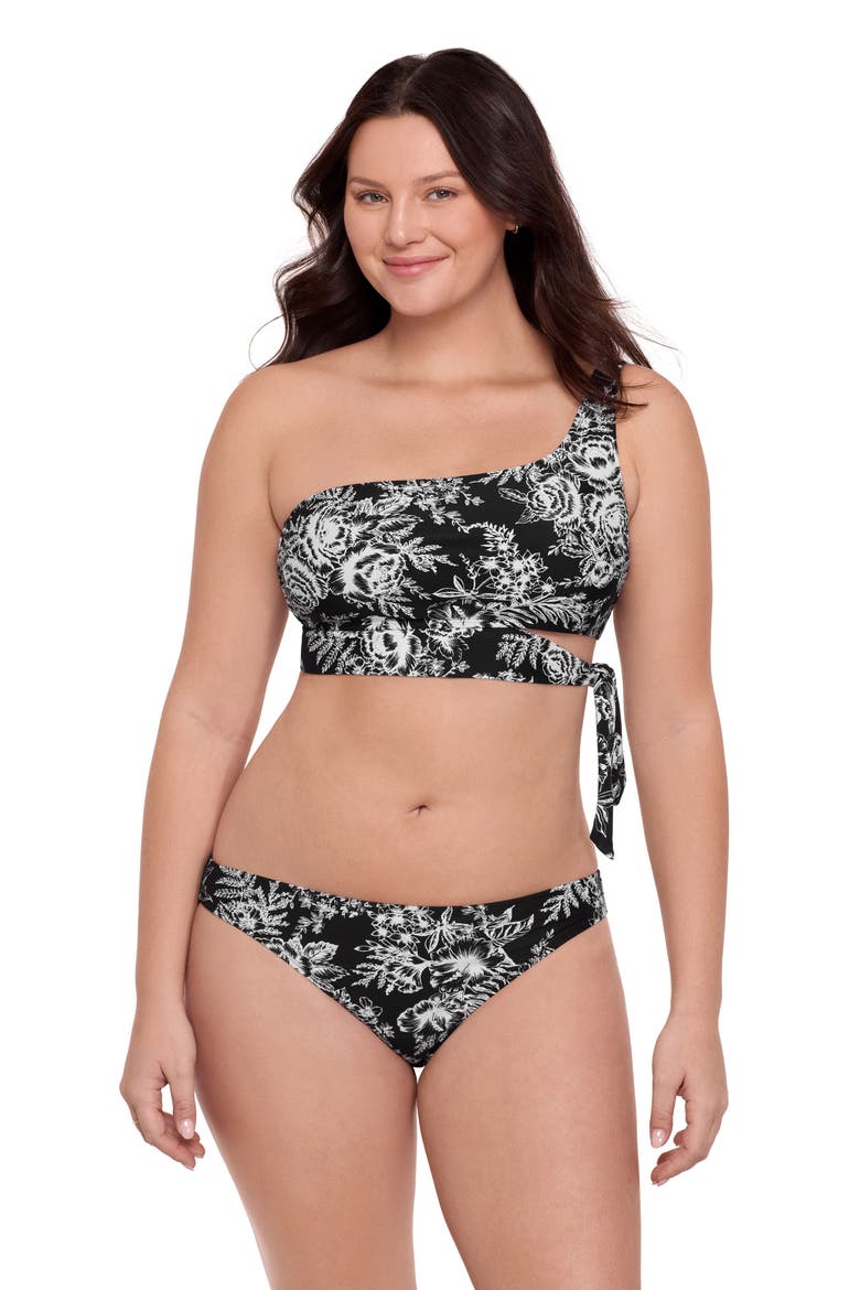 Tie Side One Shoulder Bikini Set, Main, color, Island Toile