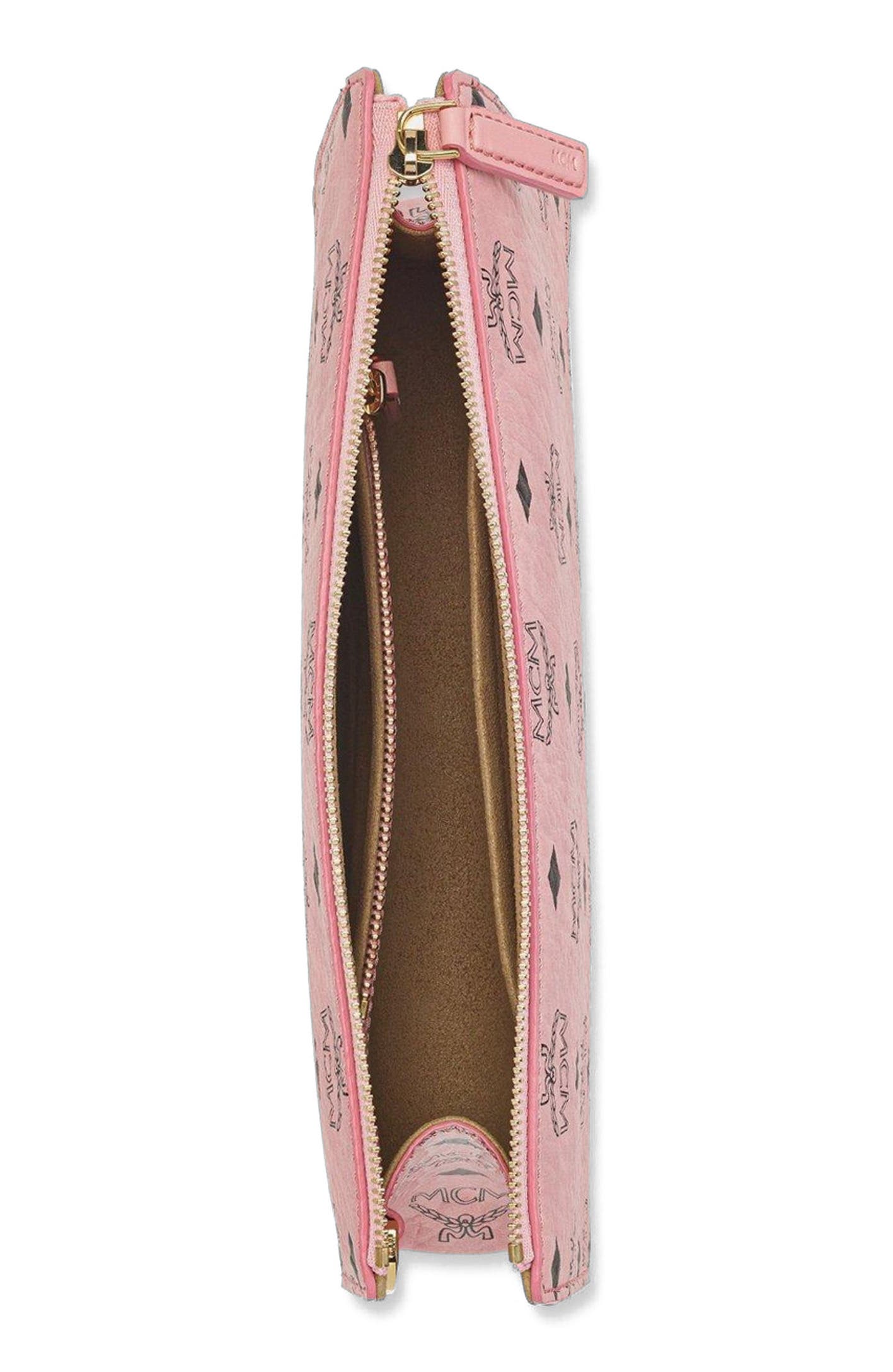 Wristlet Standing Pouch w/ Chain Strap in Visetos, Alternate, color, Pink