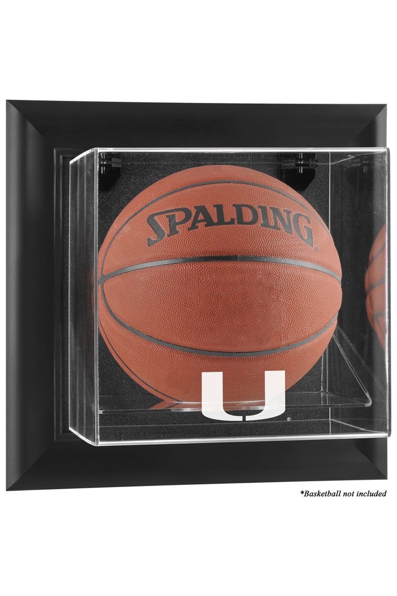 Miami Hurricanes Black Framed Wall-Mountable Basketball Display Case, Main, color, Black