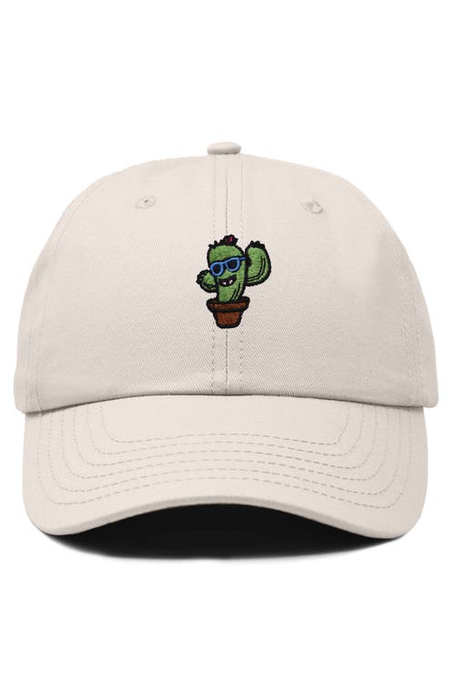 Dalix Cactus Embroidered Casual Cap In Beige