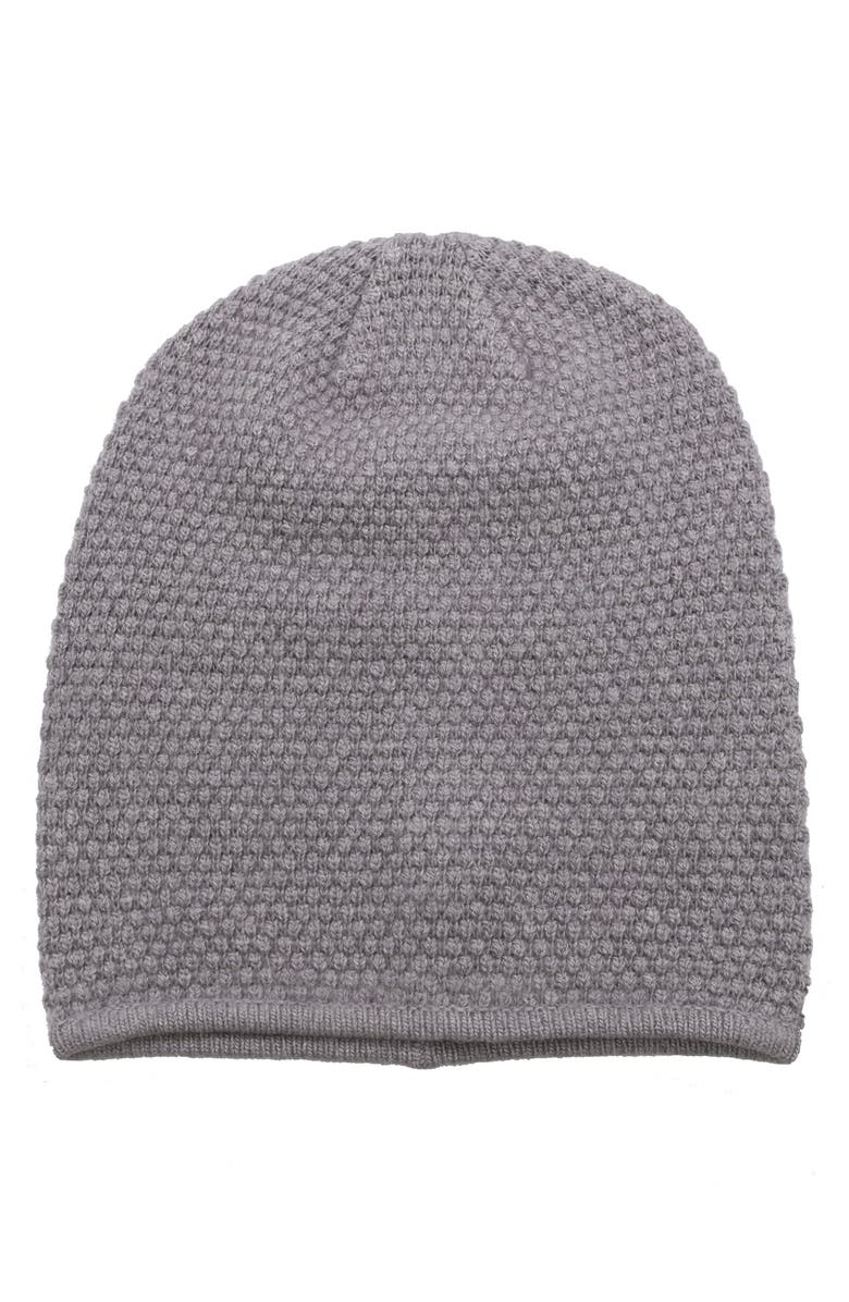 Portolano Popcorn Stitch Slouchy Beanie, Main, color, Metallo