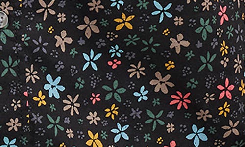 Quiksilver Ditsy Mini Classic Floral Short Sleeve Cotton Button-up Shirt In Black