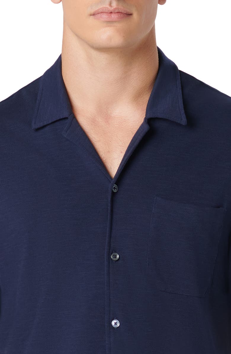 Bugatchi Knit Camp Shirt, Alternate, color, Navy