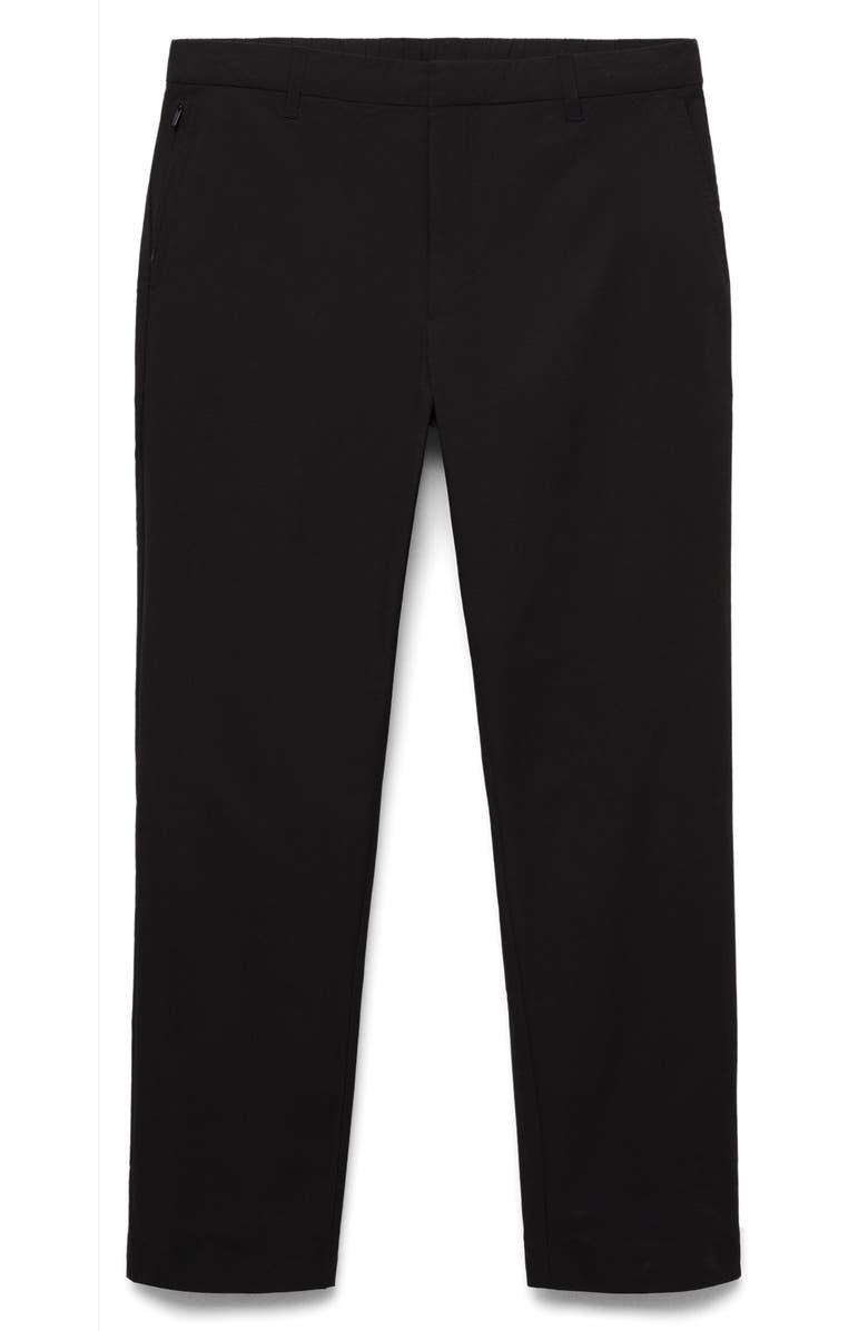 MANGO Slim Fit Flat Front Elastic Waist Pants, Alternate, color, Black