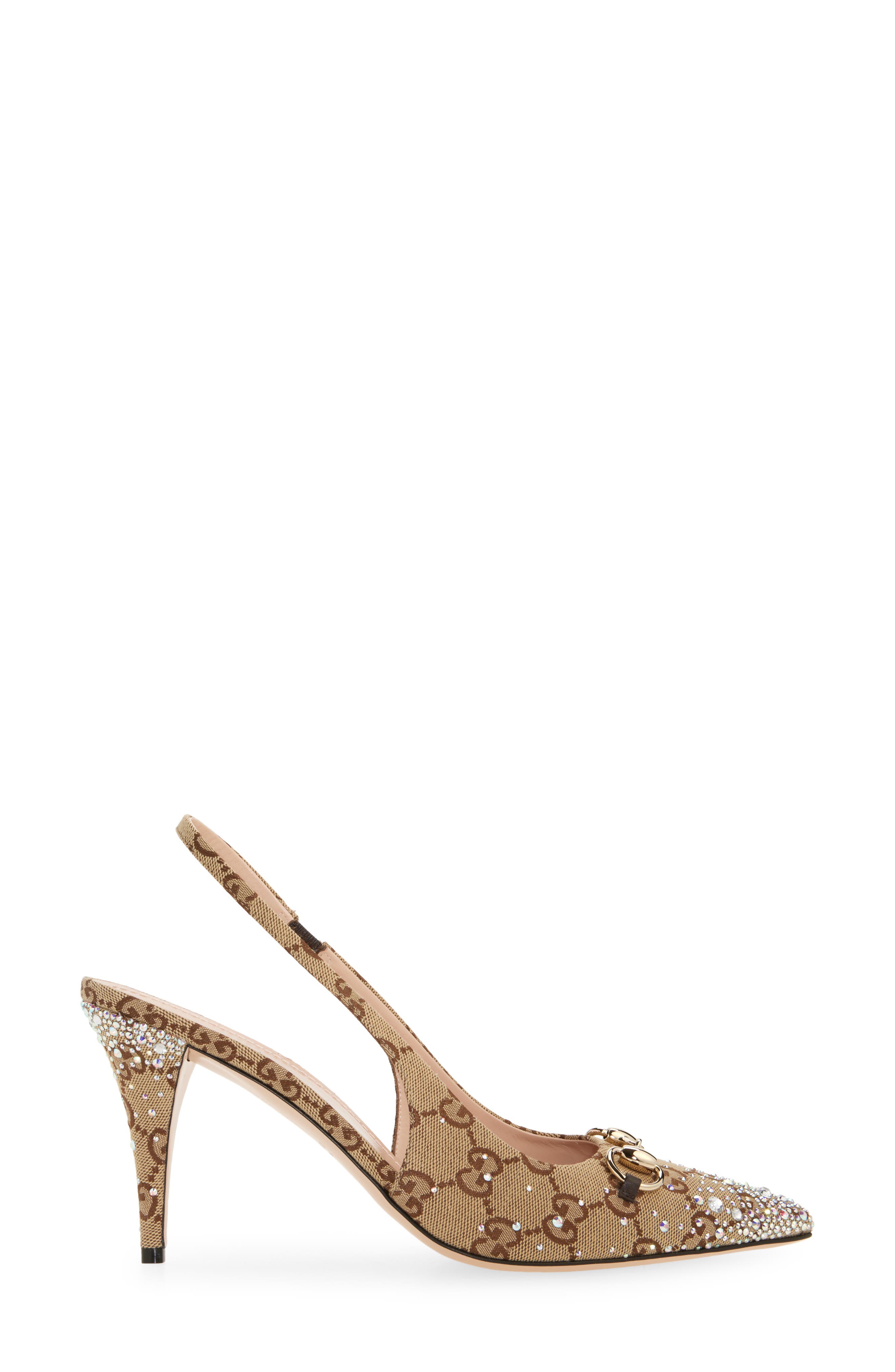Gucci Erin Crystal Embellished Pointed Toe Slingback Pump, Alternate, color, 