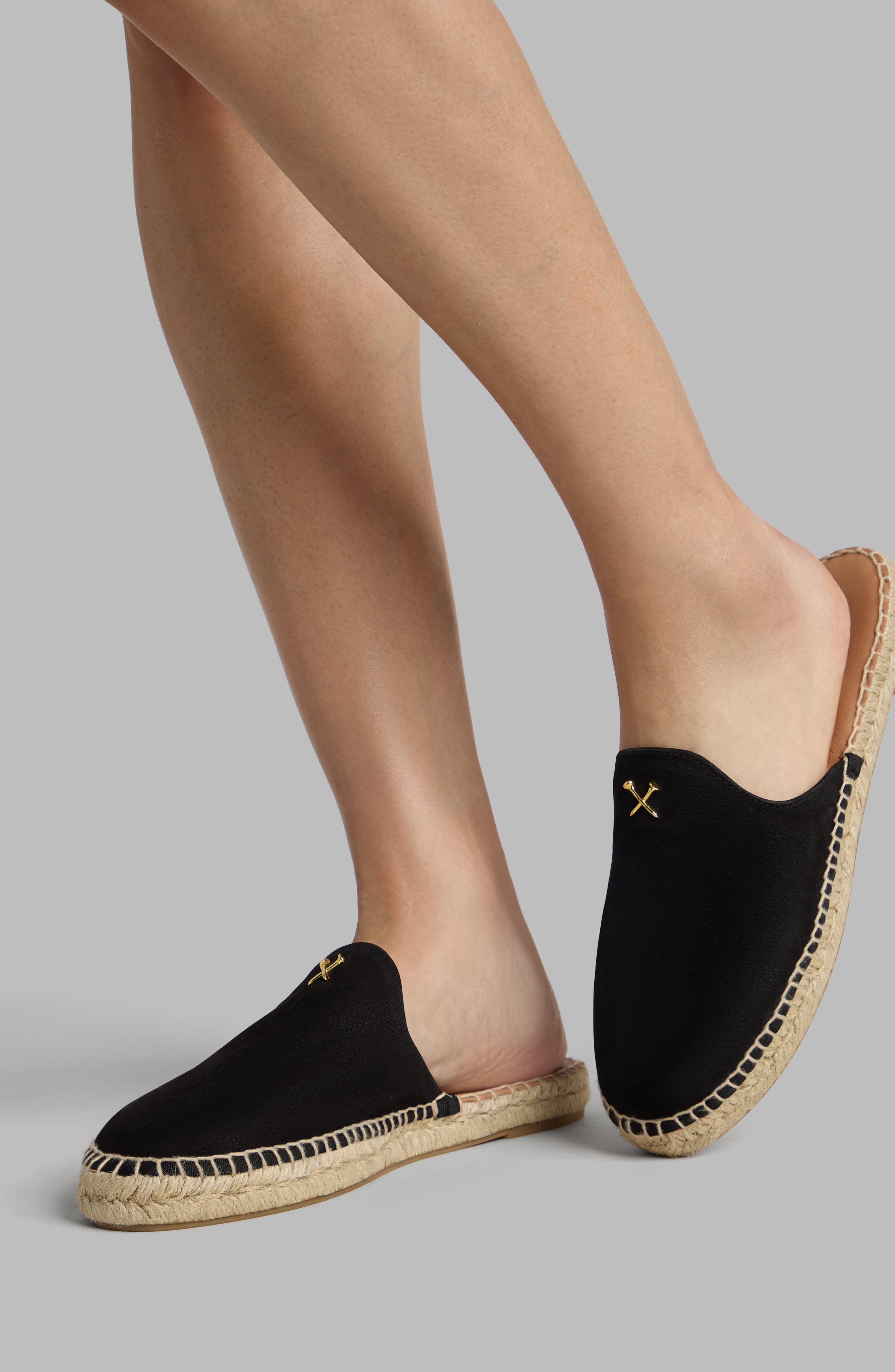 G/FORE Metal Tees Nubuck Espadrille Mule, Alternate, color, Onyx