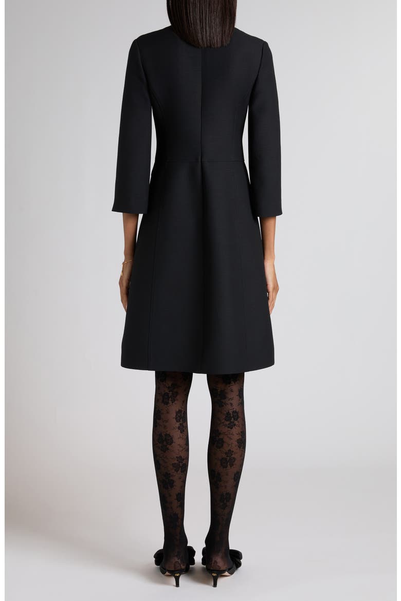 Wool & Silk Crepe Couture Dress, Alternate, color, BLACK
