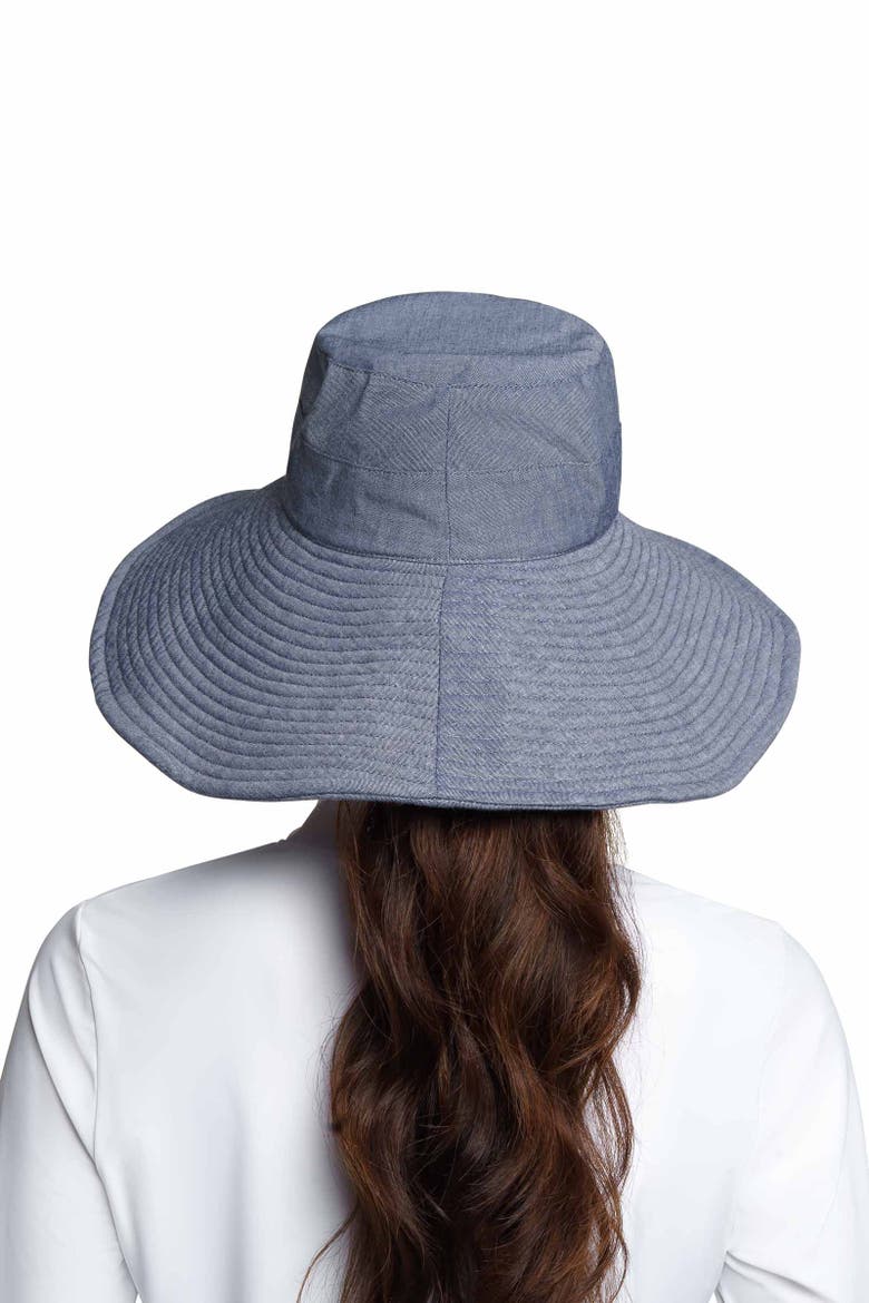 Women's Brittany Beach Hat, UPF 50+ Sun Protection, Alternate, color, Denim Blue Chambray