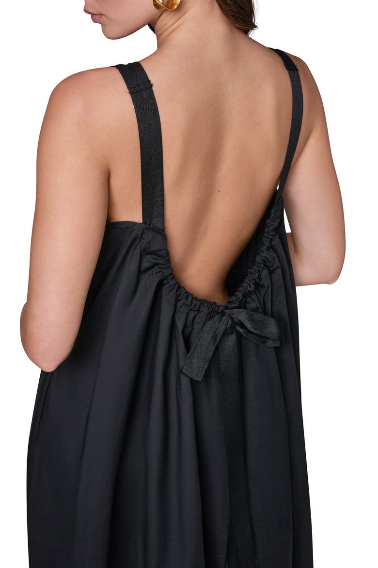 Tie Back Stretch Cotton Maxi Dress, Alternate, color, BLACK