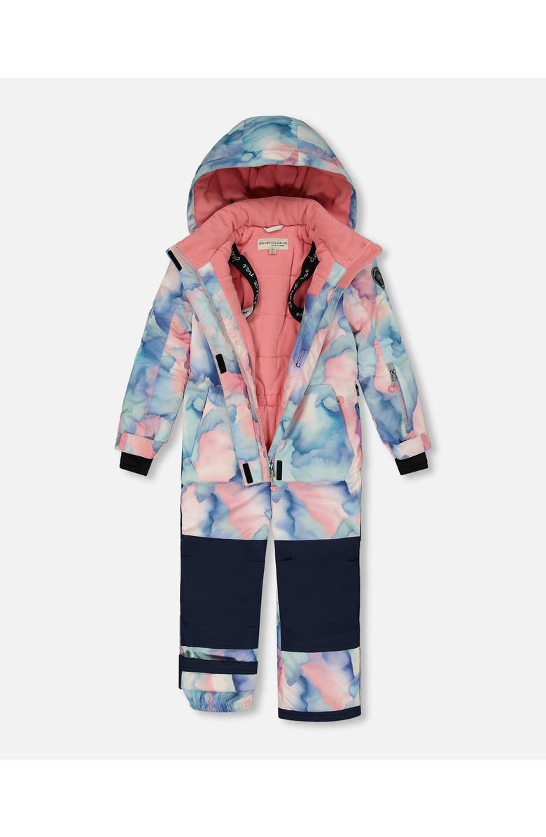 Deux par Deux Girl's One Piece Snowsuit Printed Pastel Watercolor, Alternate, color, 