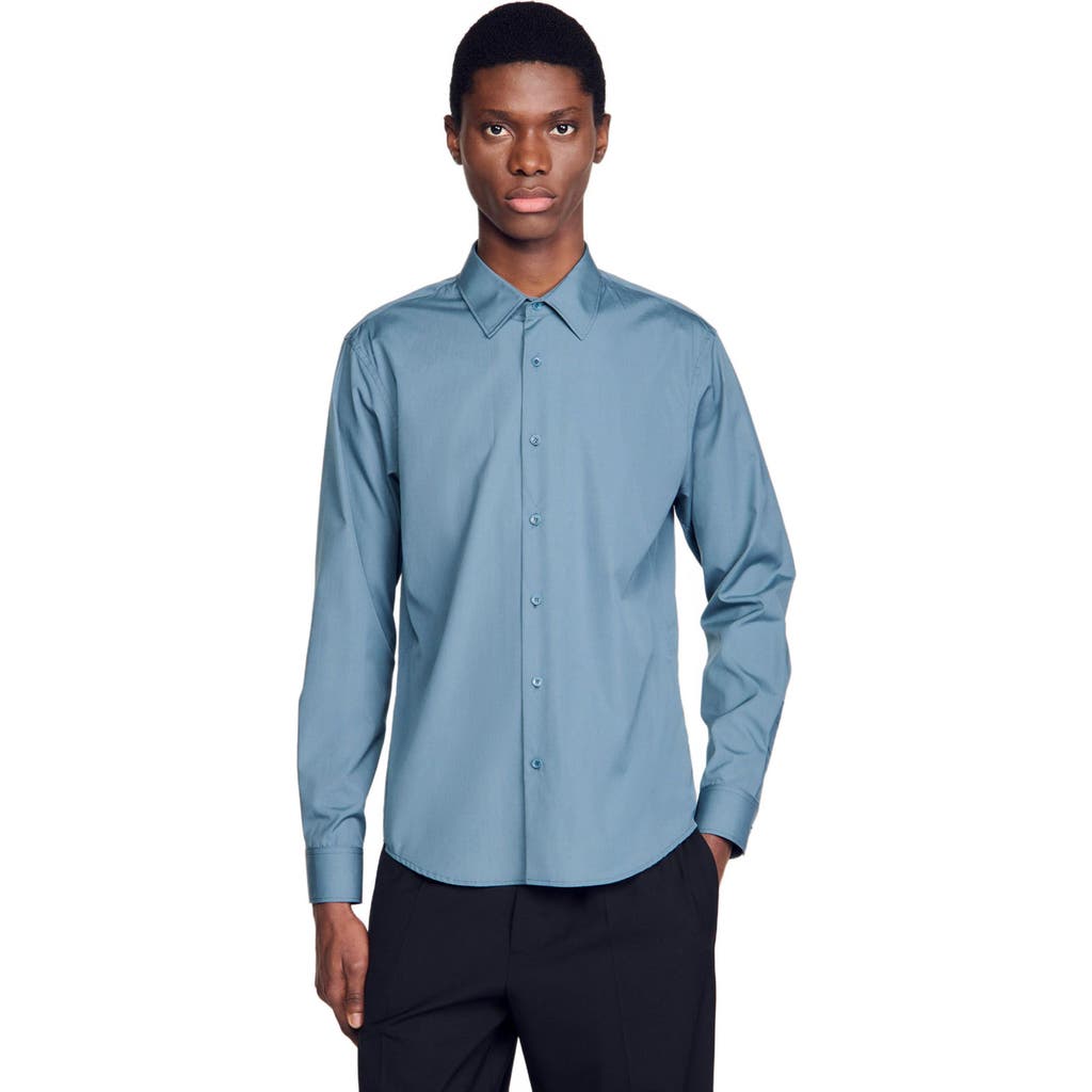 Sandro Plain Shirt In Thunderstorm Blue
