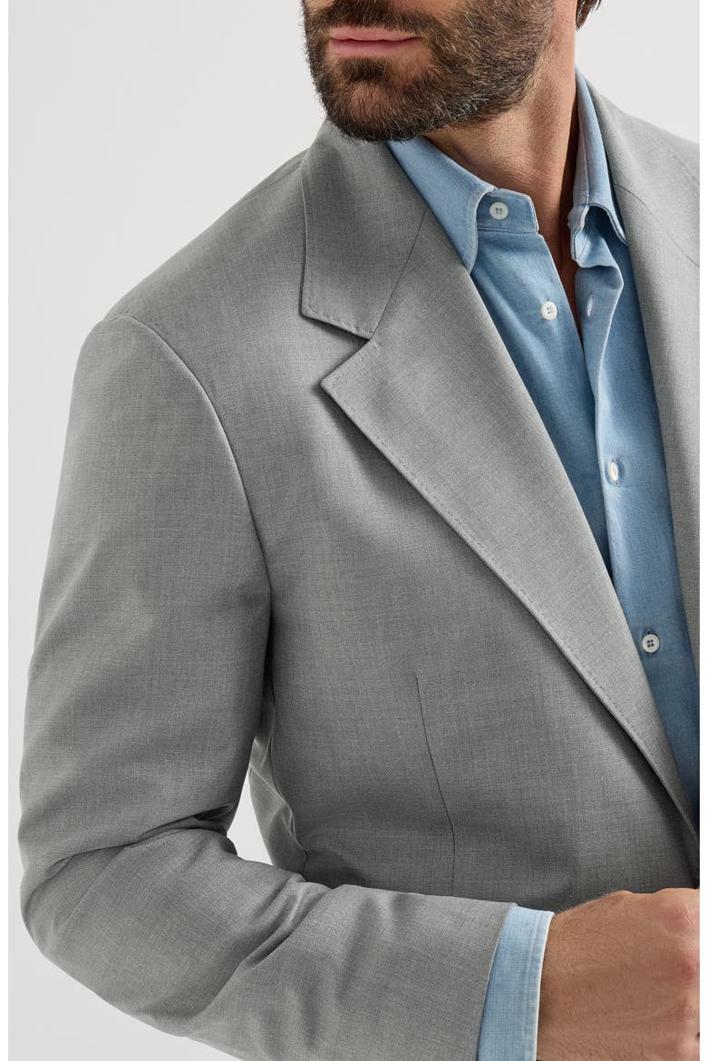 Virgin Wool And Silk Lightweight Hopsack Cavallo Tailor Blazer, Alternate, color, Grey