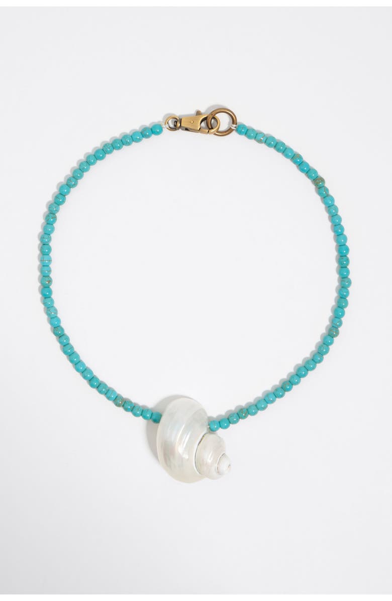 Bimba y Lola Necklace With Seashell And Turquoise Stones, Main, color, Turquoise