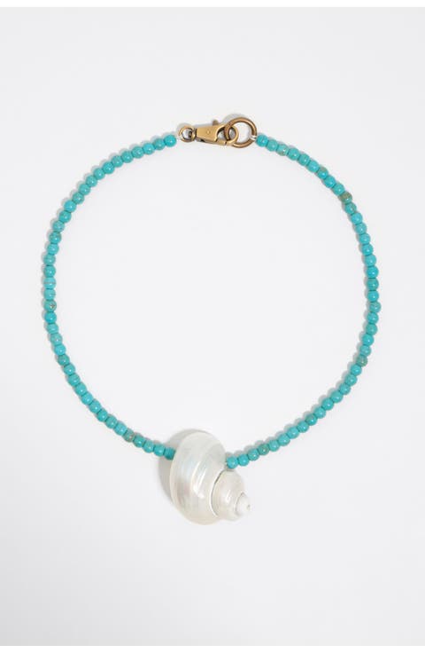 Necklace With Seashell And Turquoise Stones