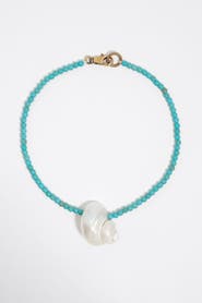 Bimba y Lola Necklace With Seashell And Turquoise Stones