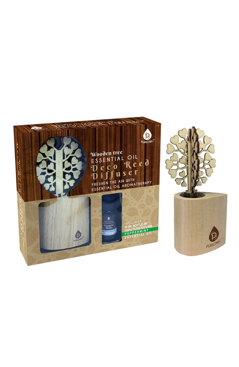 PURSONIC 3D Tree Reed Diffuser with 100% Pure Peppermint Essential Oil, Alternate, color,