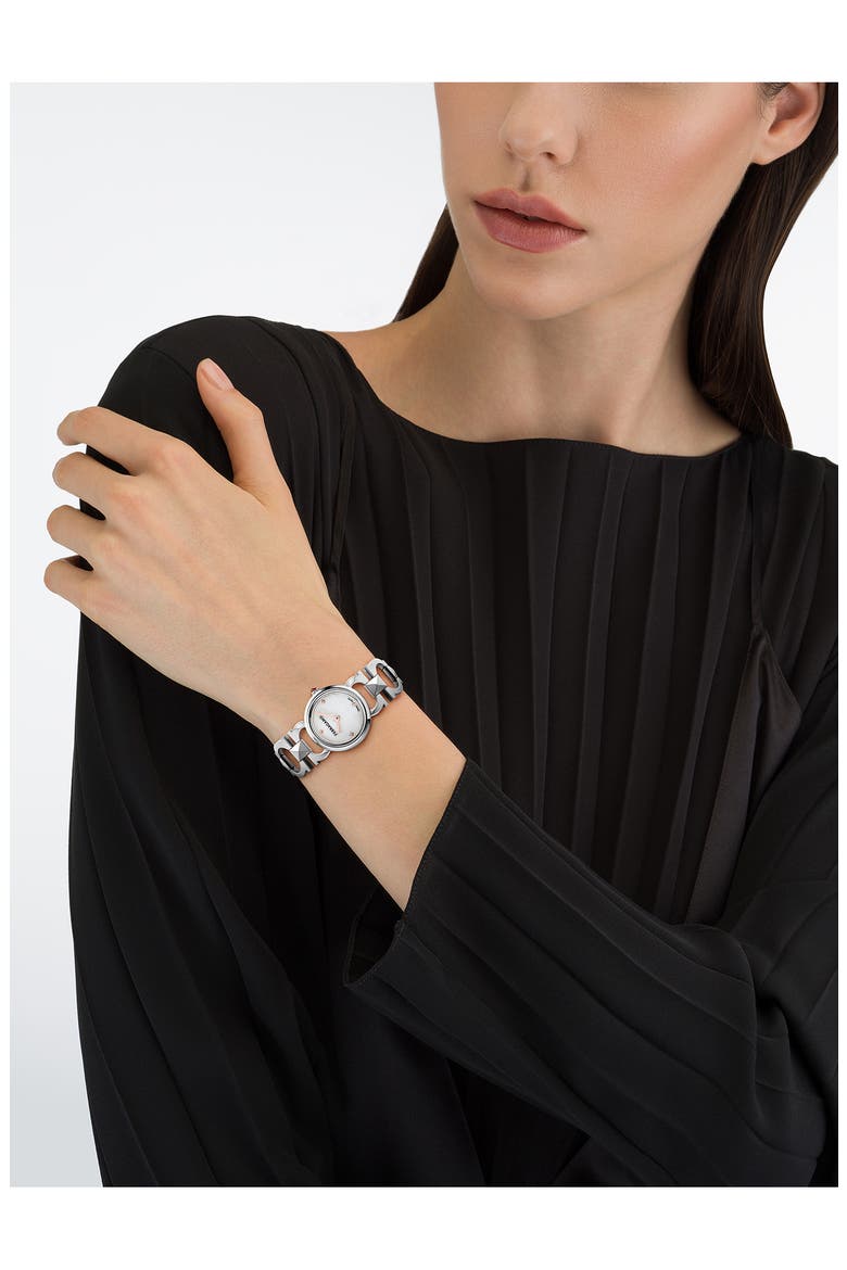 Double Gancio Bracelet Watch, 25mm, Alternate, color, STAINLESS STEEL